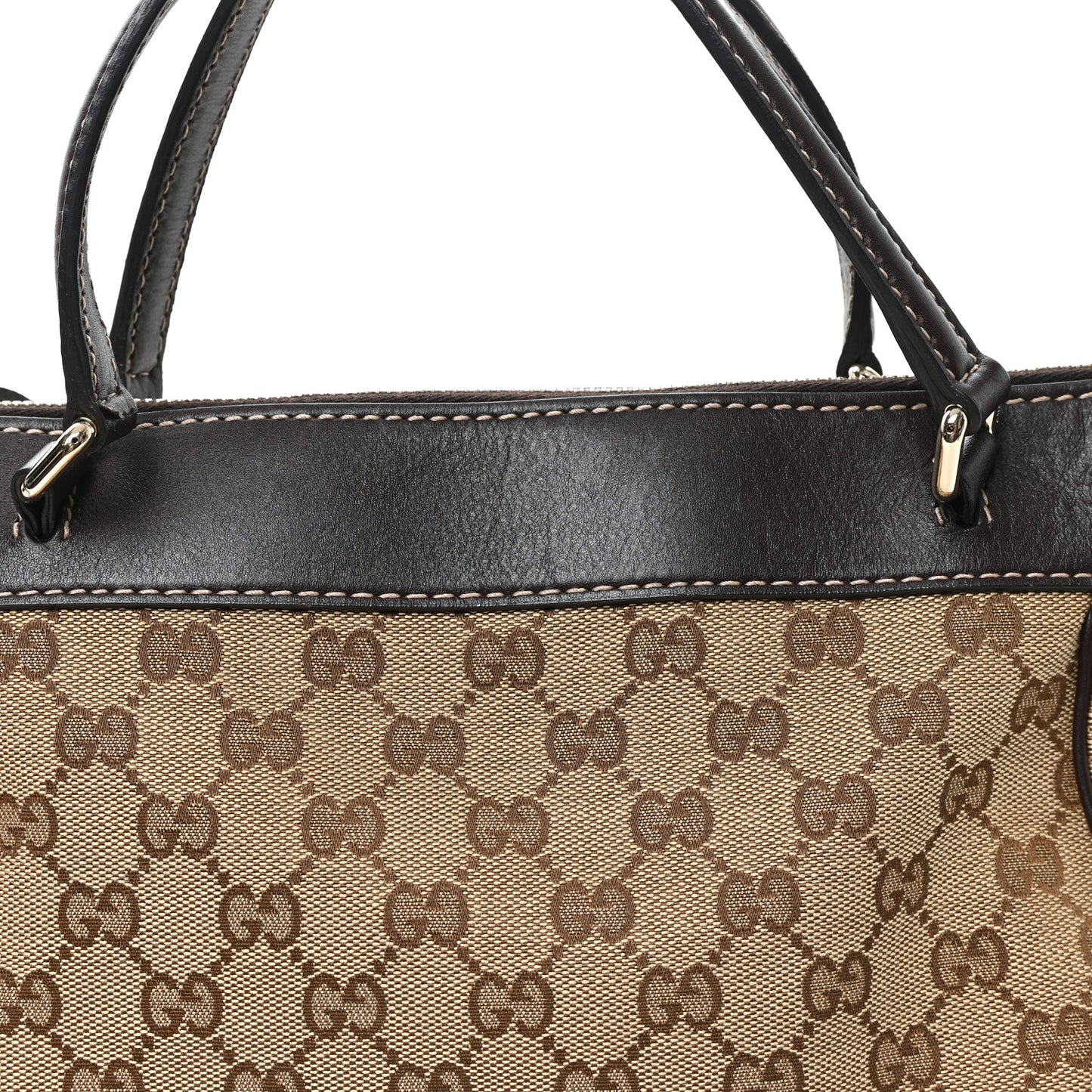 Monogram Web Mayfair Top Handle Satchel Dark Brown