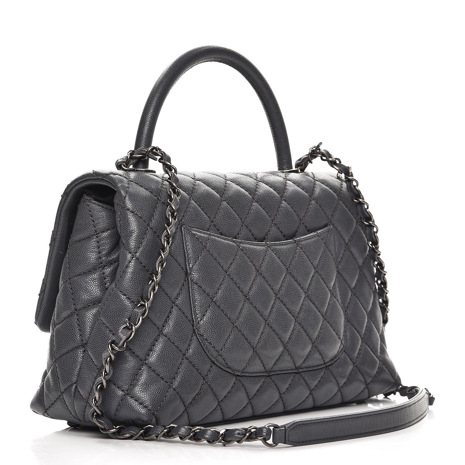 Chanel Caviar Quilted Small Coco Handle Flap Grey 4 of 9