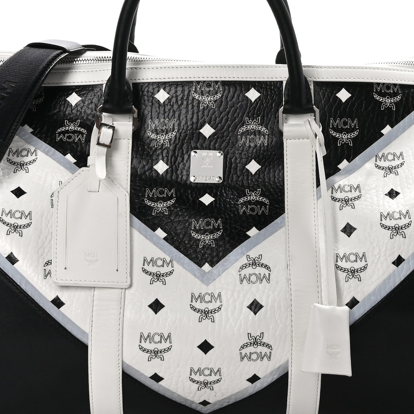 Visetos Chevron Colorblock Ottomar Weekender Duffle Bag Black White