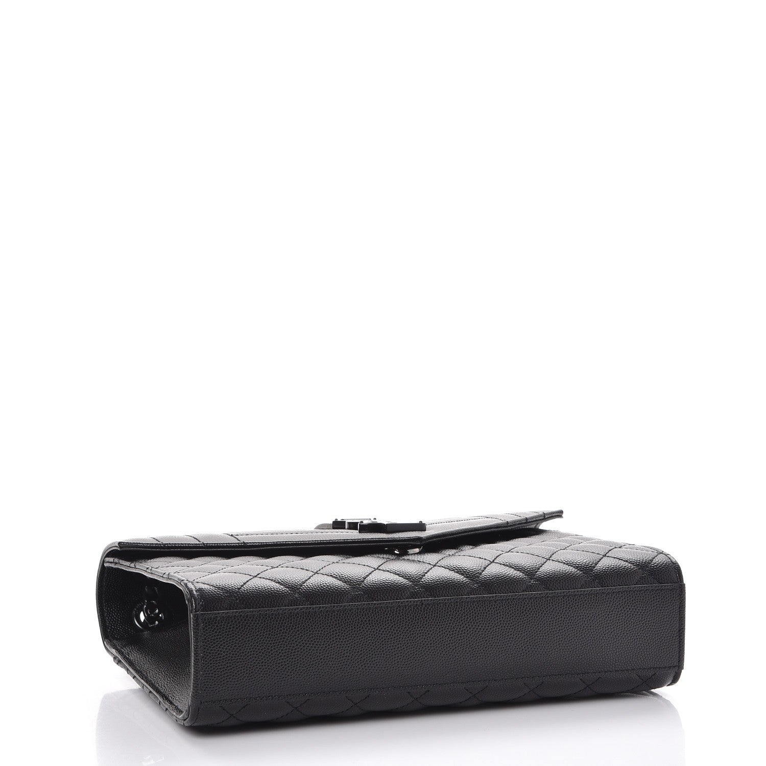Saint Laurent Grain De Poudre Textured Mixed Matelasse Triquilt Medium Monogram Satchel Black 5 of 7