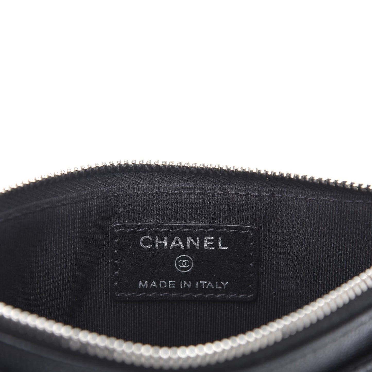 Iridescent Caviar Quilted Classic Zip Pouch Black