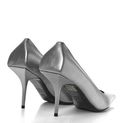 Balenciaga Metallic Nappa Square Knife 80mm Pumps 38.5 Silver 3 of 9