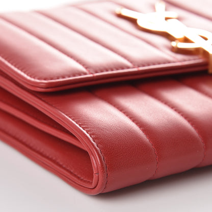 Saint Laurent Lambskin Matelasse Monogram Vicky Chain Wallet Rouge Eros 9 of 11