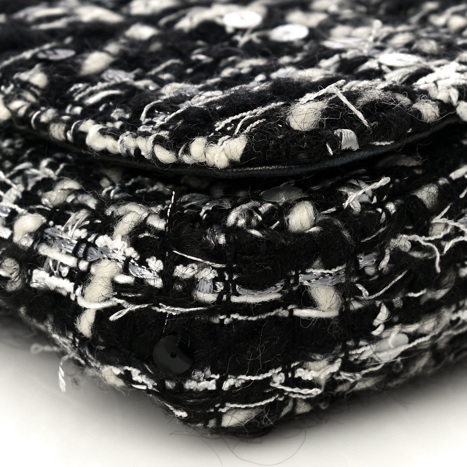 Chanel Sequin Tweed Single Flap Ecru Black 11 of 32