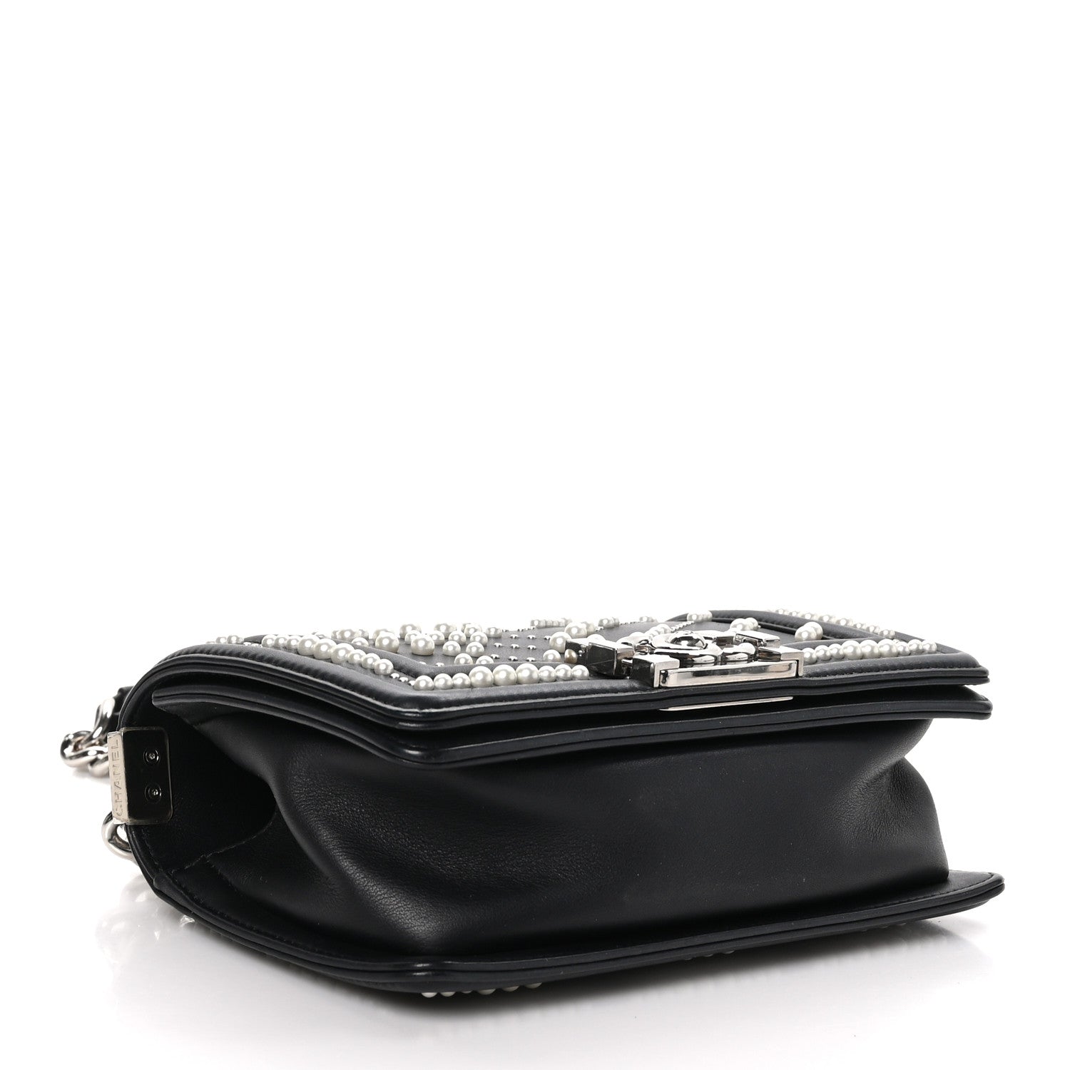 Chanel Calfskin Pearl Chevron Small Boy Flap Black 4 of 10