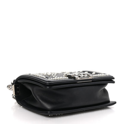 Chanel Calfskin Pearl Chevron Small Boy Flap Black 4 of 10
