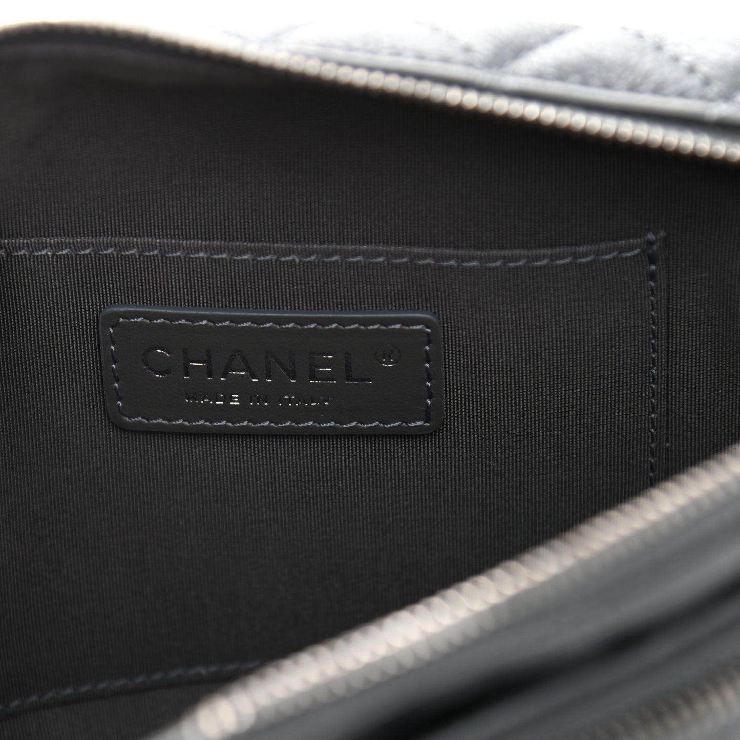 Calfskin Quilted Waist Bag Dark Grey