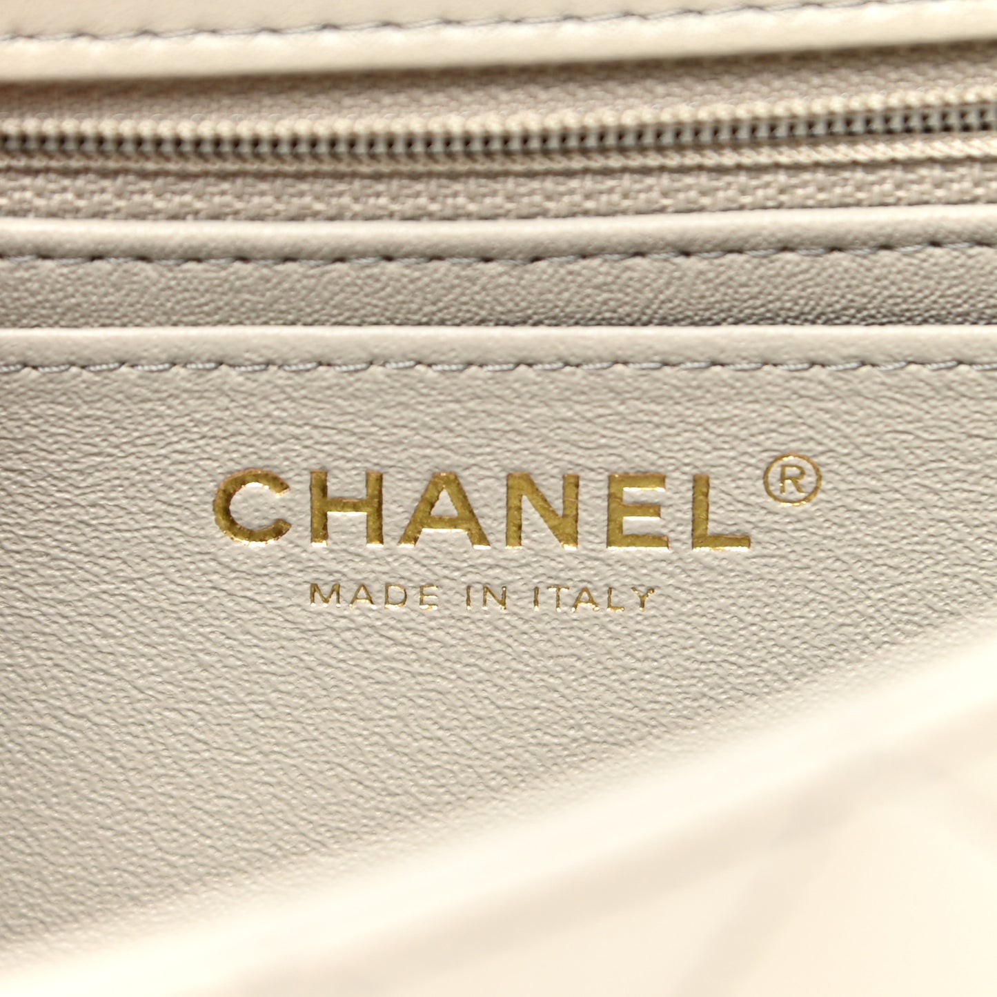 Lambskin Quilted Mini Rectangular Flap Grey