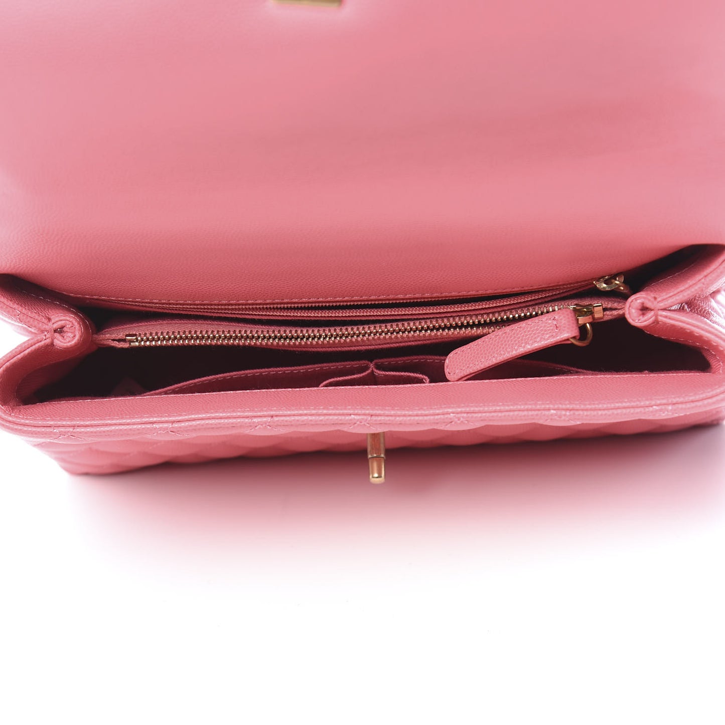 Caviar Lizard Embossed Quilted Small Coco Handle Flap Pink