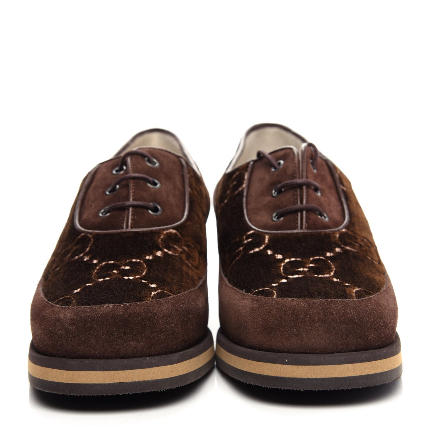 Velvet GG Monogram Thompson Derby Loafers 38 Vintage Cocoa Brown