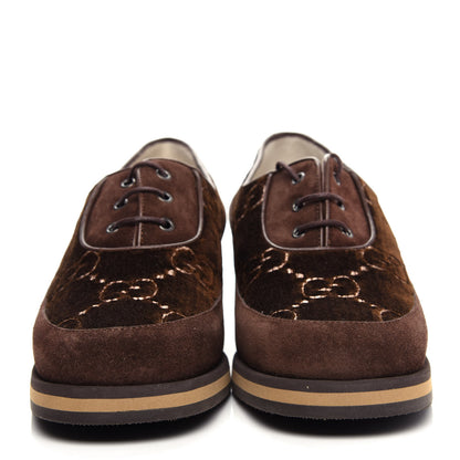 Gucci Velvet GG Monogram Thompson Derby Loafers 38 Vintage Cocoa Brown 2 of 11