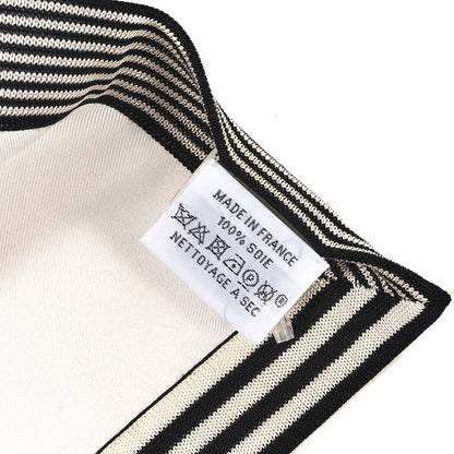 Hermes Silk Brides De Gala Brode Scarf 90 White Black 3 of 3