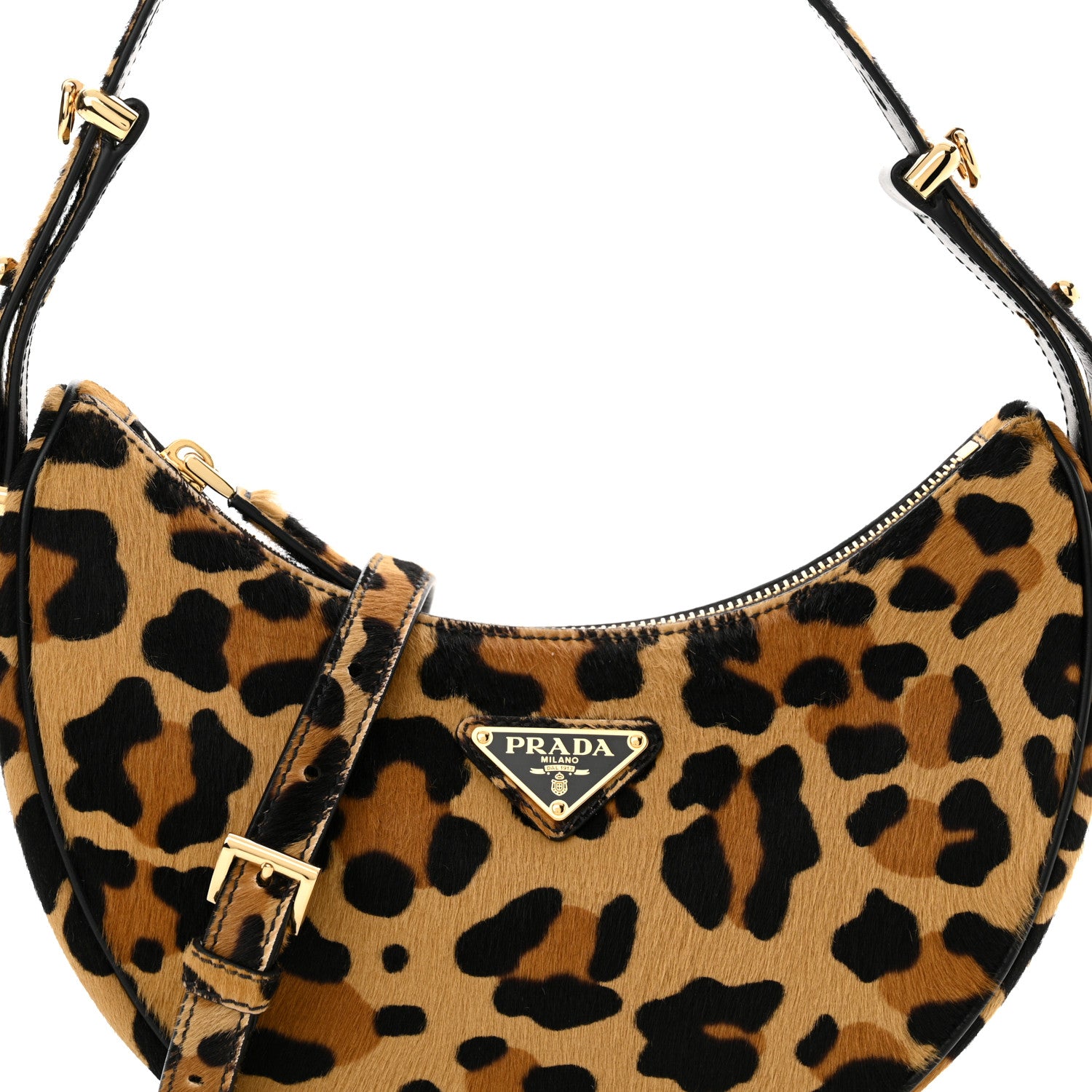 Prada Calf Hair Leopard Print Arque Shoulder Bag Honey 8 of 10