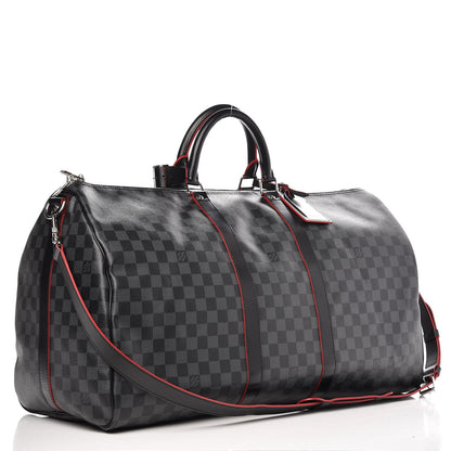 Louis Vuitton Damier Graphite Keepall Bandouliere 55 Rouge 3 of 9