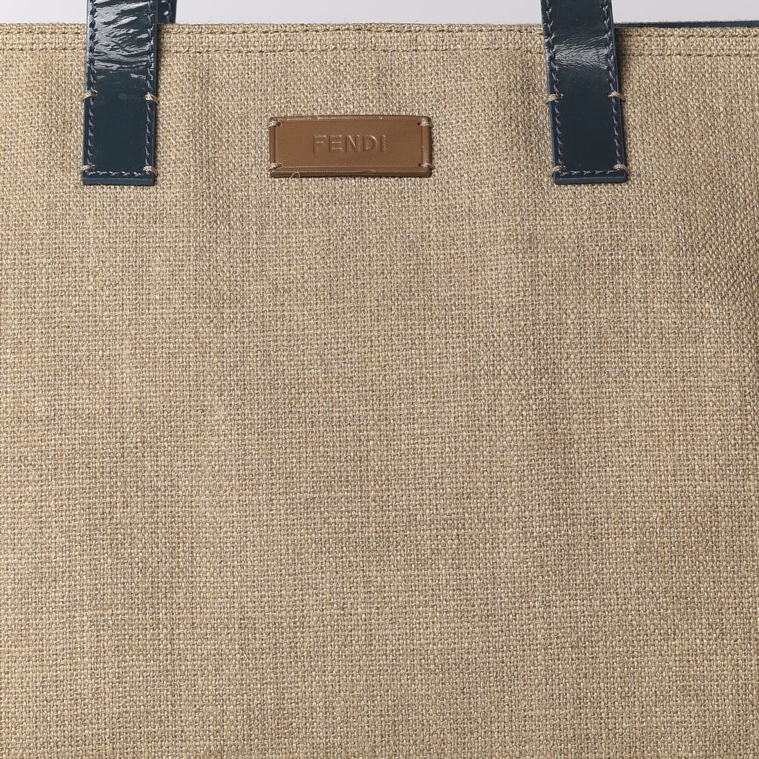 Fendi Linen Patent FF Shopping Tote Blue 7 of 9