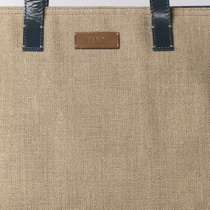 Fendi Linen Patent FF Shopping Tote Blue 7 of 9