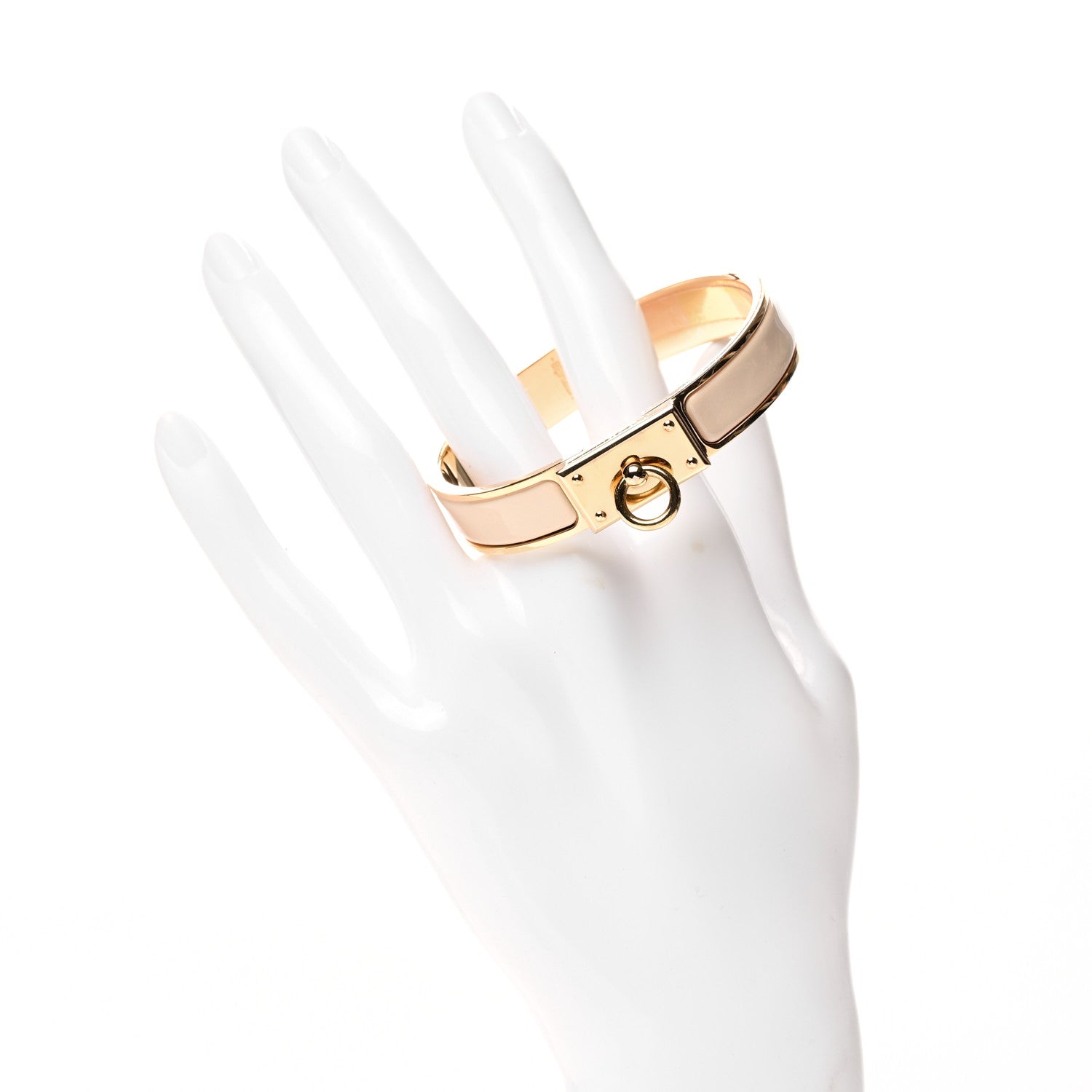 Hermes Enamel Clic Anneau Bracelet PM Beige Nacre 2 of 5