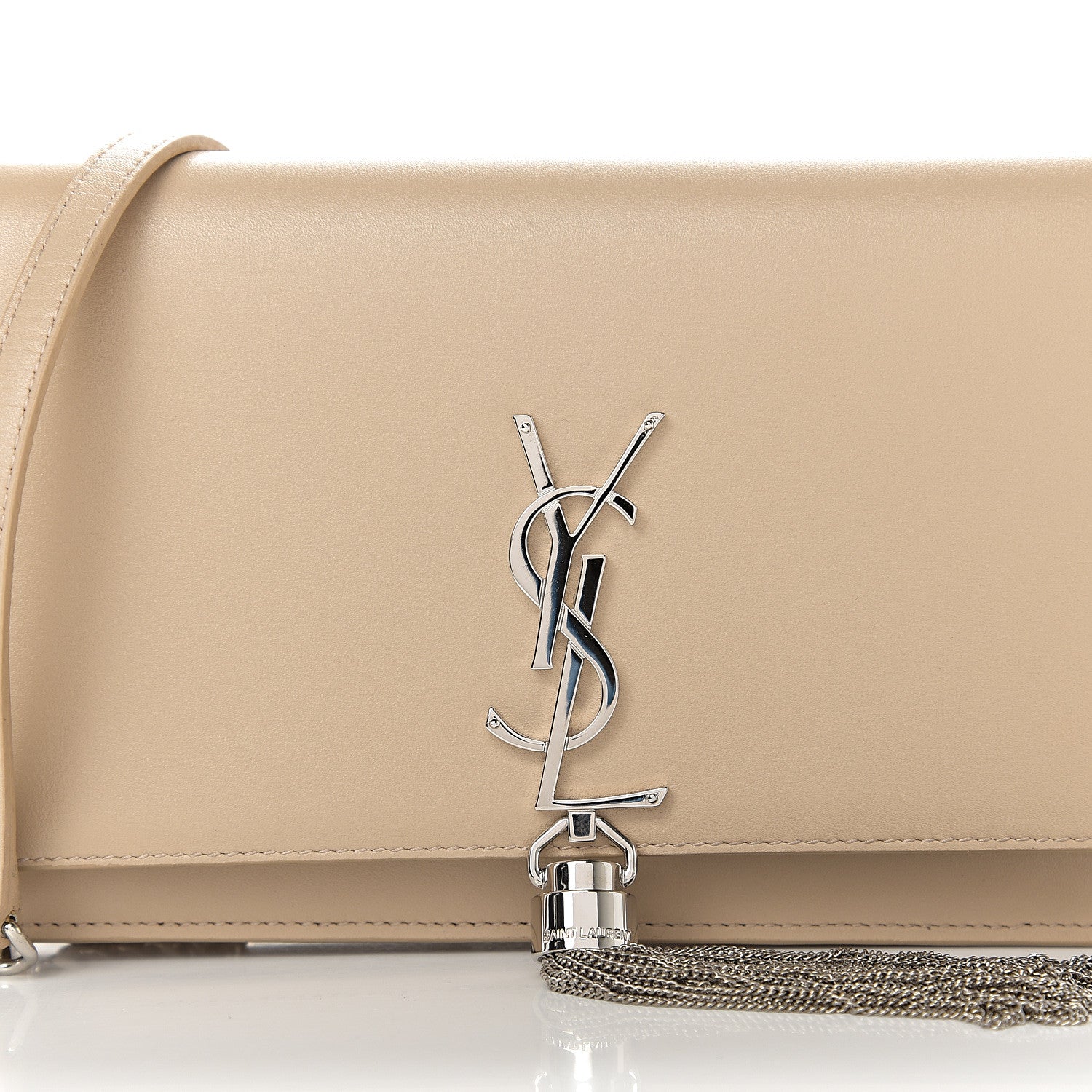 Saint Laurent Smooth Calfskin Classic Monogram Kate Tassel Chain Wallet Light Natural 10 of 10