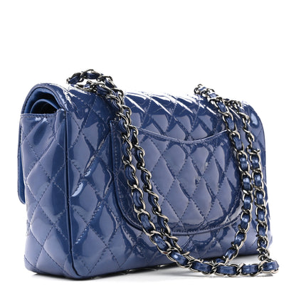 Chanel Patent Quilted Medium Double Flap Blue 3 of 12