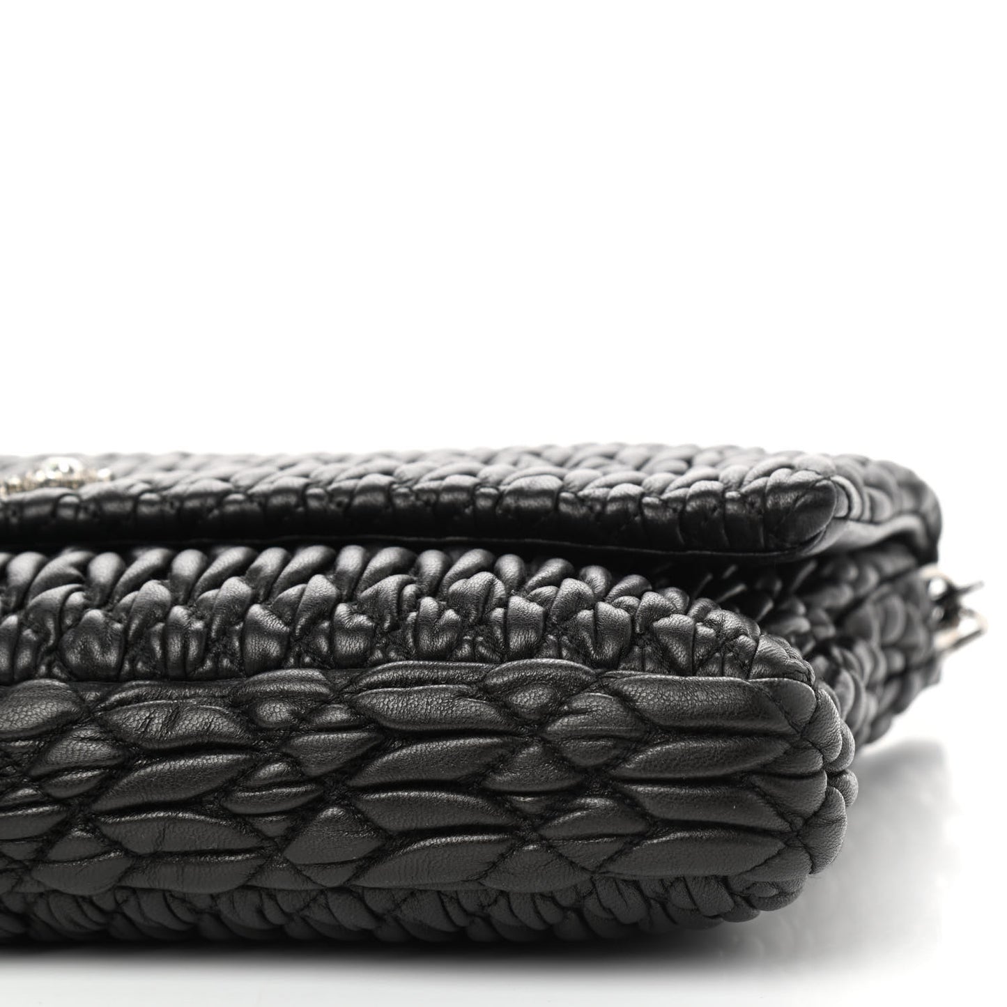 Nappa Matelasse Crystal Flap Clutch Black