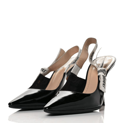 Christian Dior Patent Ribbon J'Adior Slingback 100mm Pumps 38 Black 3 of 8