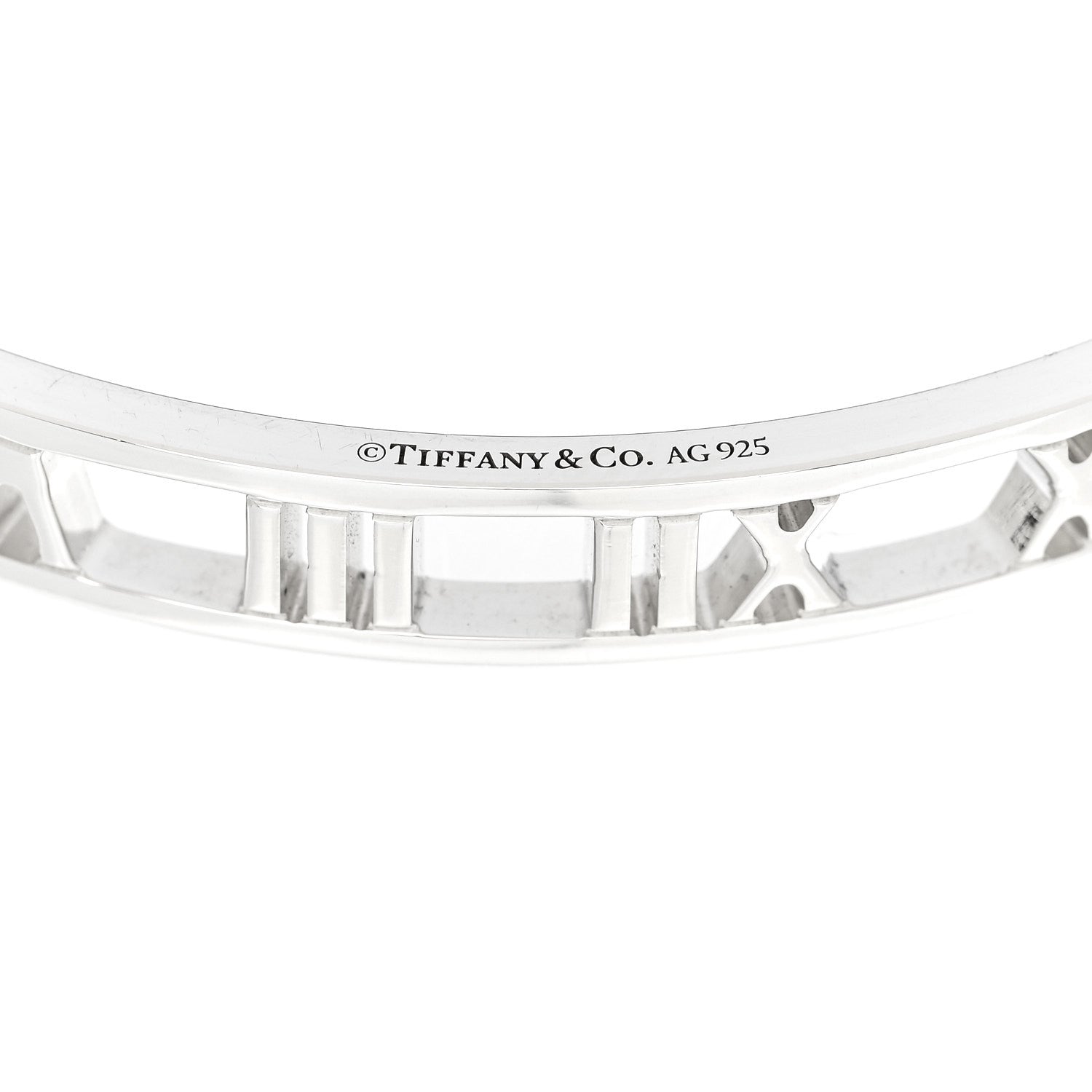 Tiffany Sterling Silver Narrow Atlas Open Bangle Bracelet 1820222