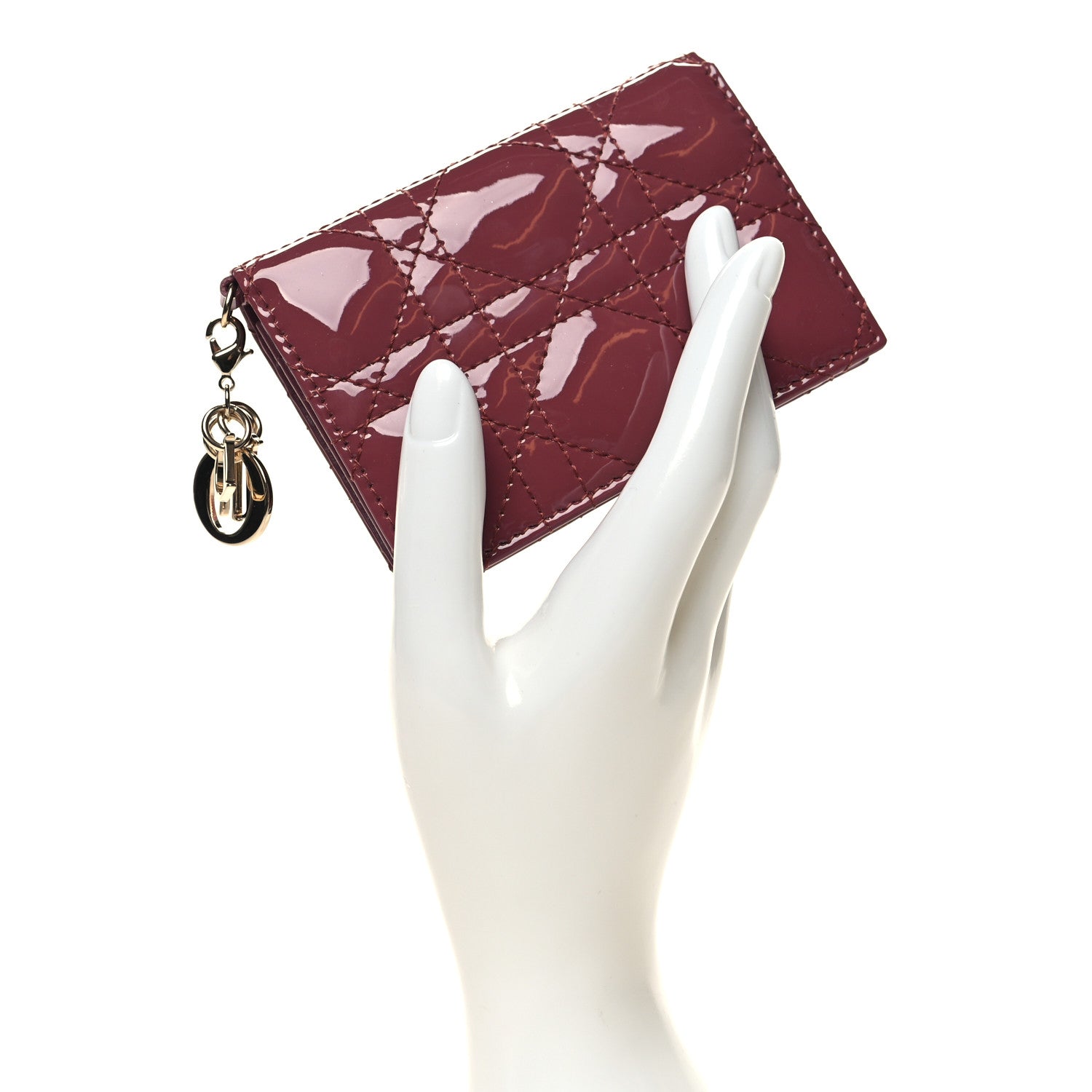 Christian Dior Patent Cannage Small Lady Dior Flap Card Holder Pink 2 of 9