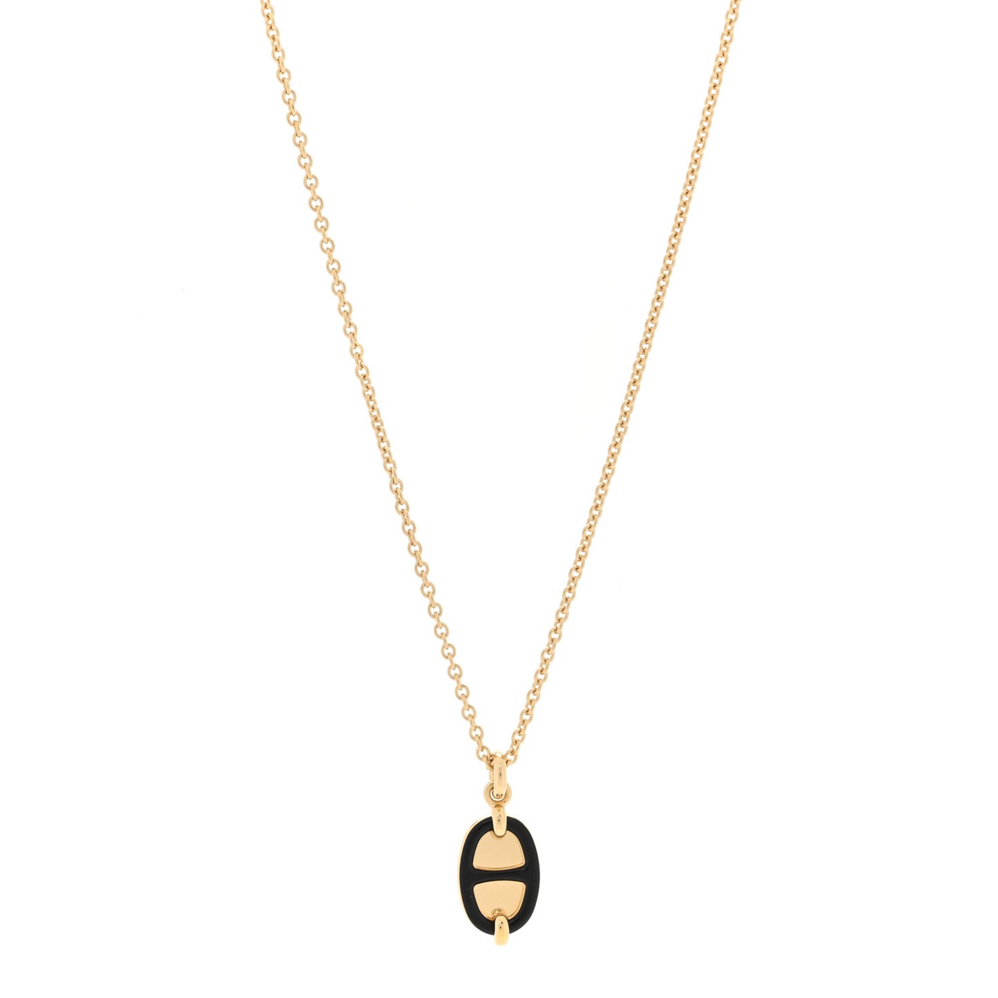 Metal Enamel Mini Maillon Pendant Necklace Black