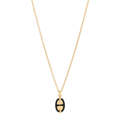 Hermes Metal Enamel Mini Maillon Pendant Necklace Black 1 of 5
