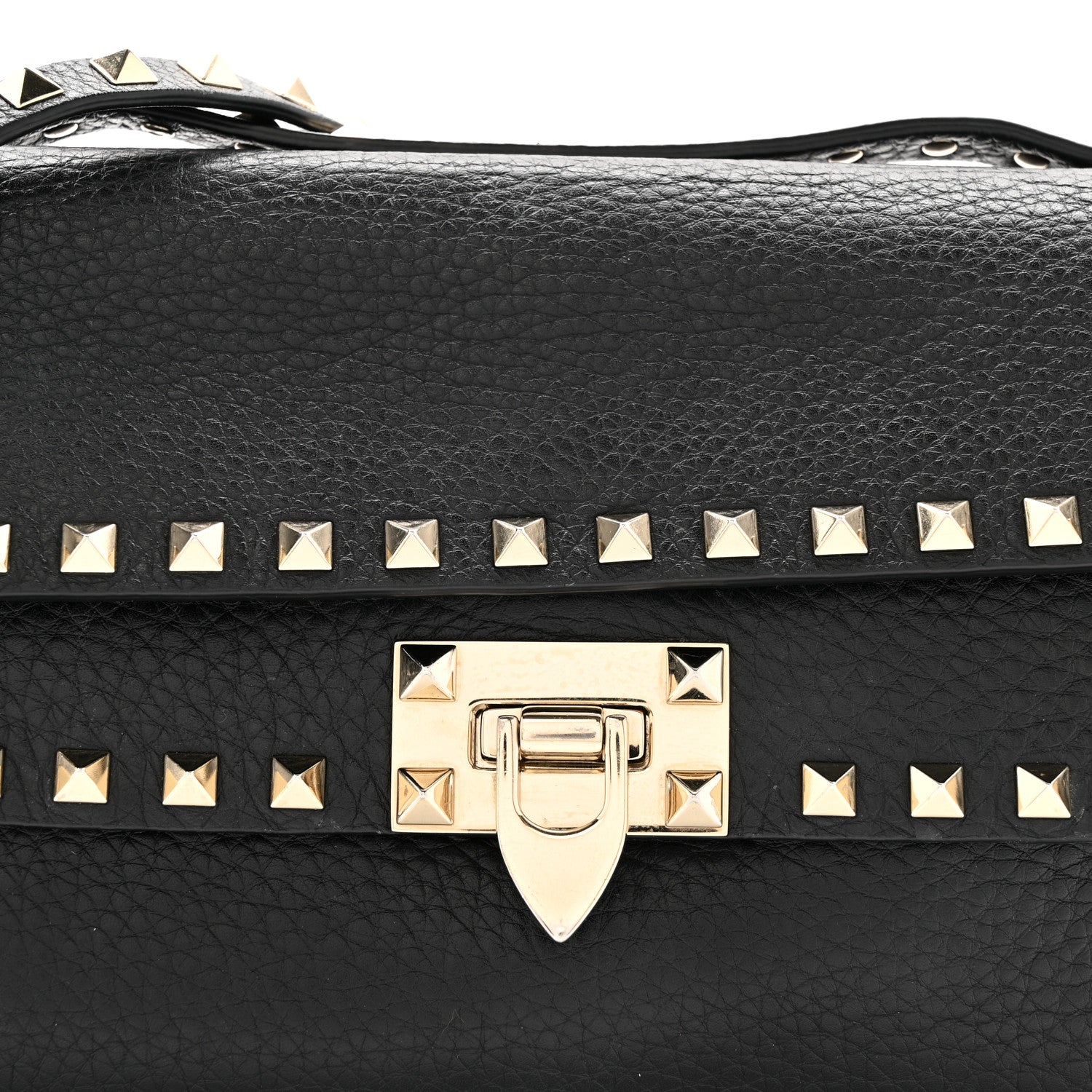 Valentino Garavani Grainy Calfskin Rockstud Double Flap Crossbody Bag Black 7 of 12