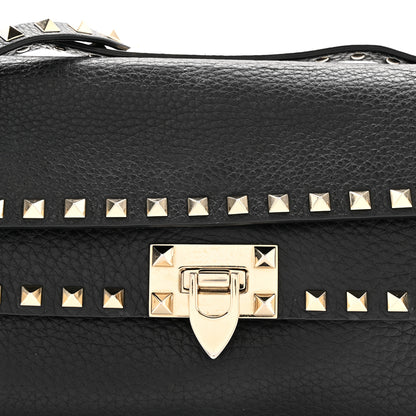 Valentino Garavani Grainy Calfskin Rockstud Double Flap Crossbody Bag Black 7 of 12