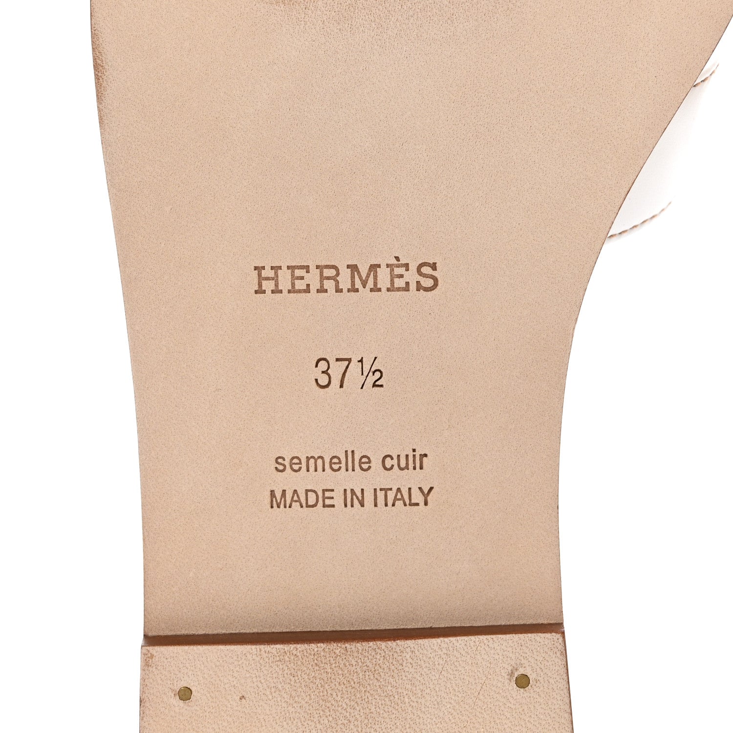 Hermes Box Calfskin Oran Sandals 37.5 White 7 of 10