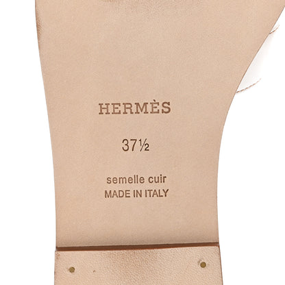 Hermes Box Calfskin Oran Sandals 37.5 White 7 of 10