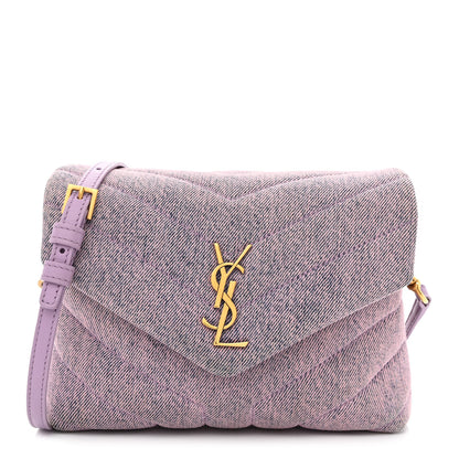 Saint Laurent Denim Y Quilted Monogram Toy Loulou Crossbody Bag Bleached Lilac 1 of 12