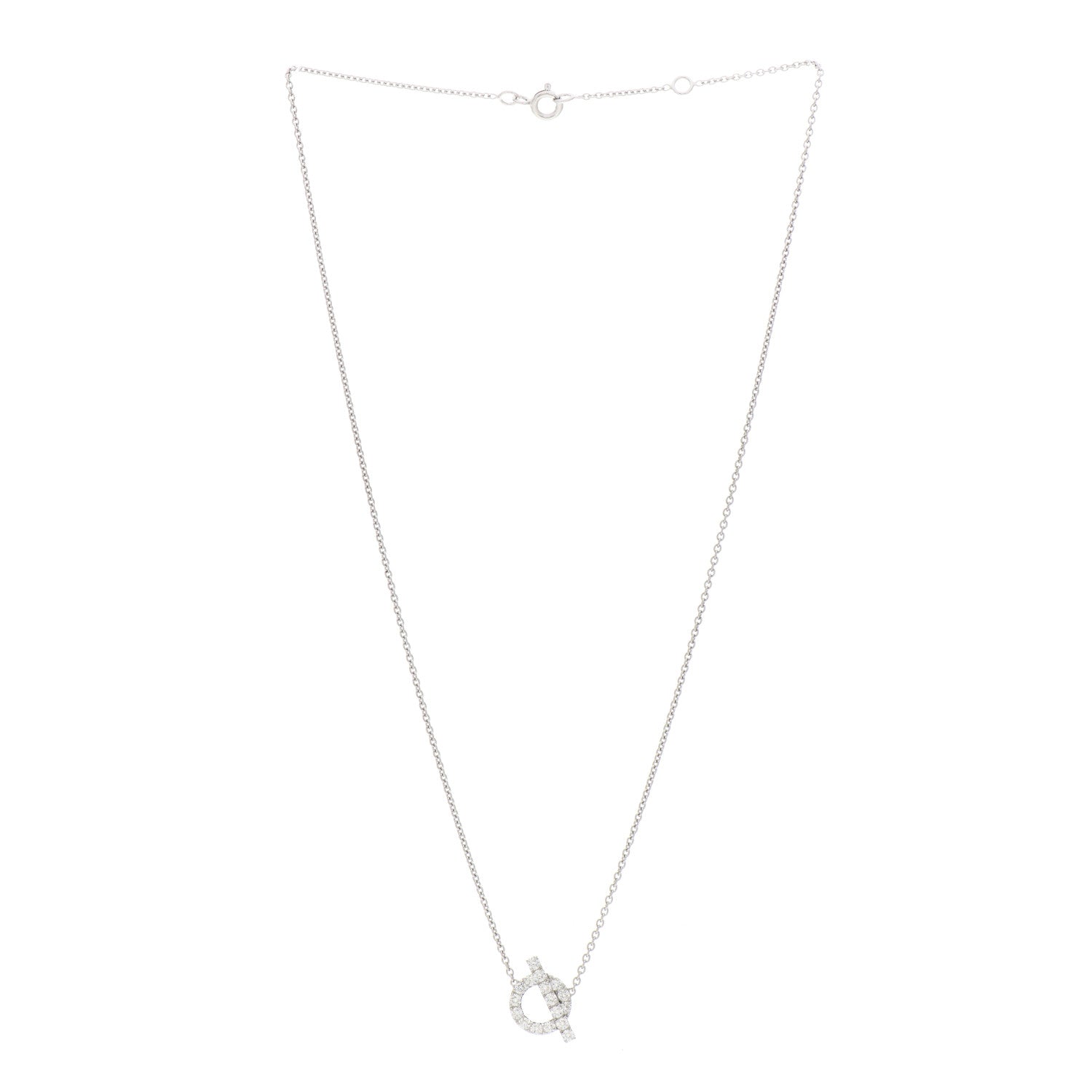 Hermes 18K White Gold Diamond Finesse Pendant Necklace 3 of 5