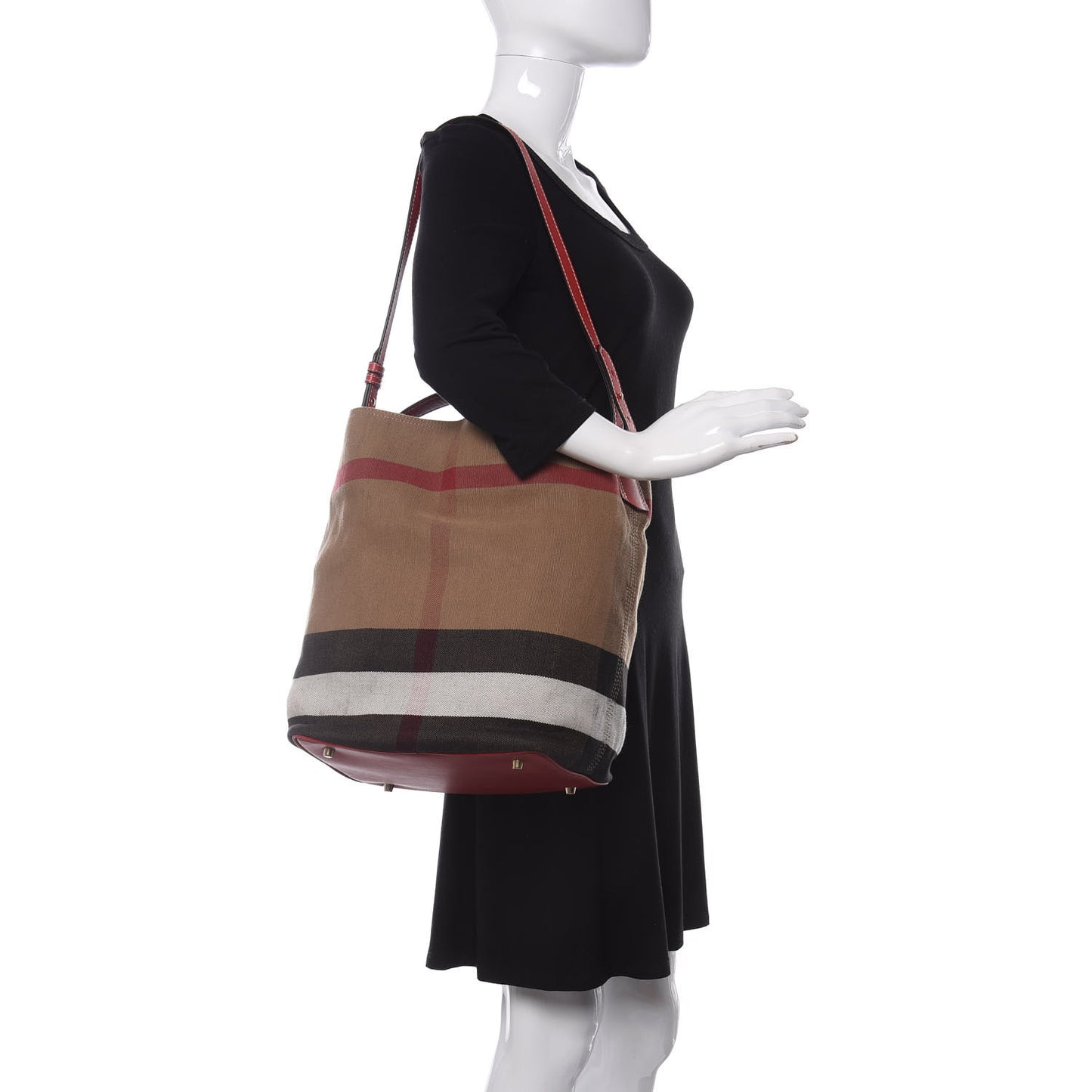 Canvas Mega Check Medium Ashby Hobo Cadmium Red