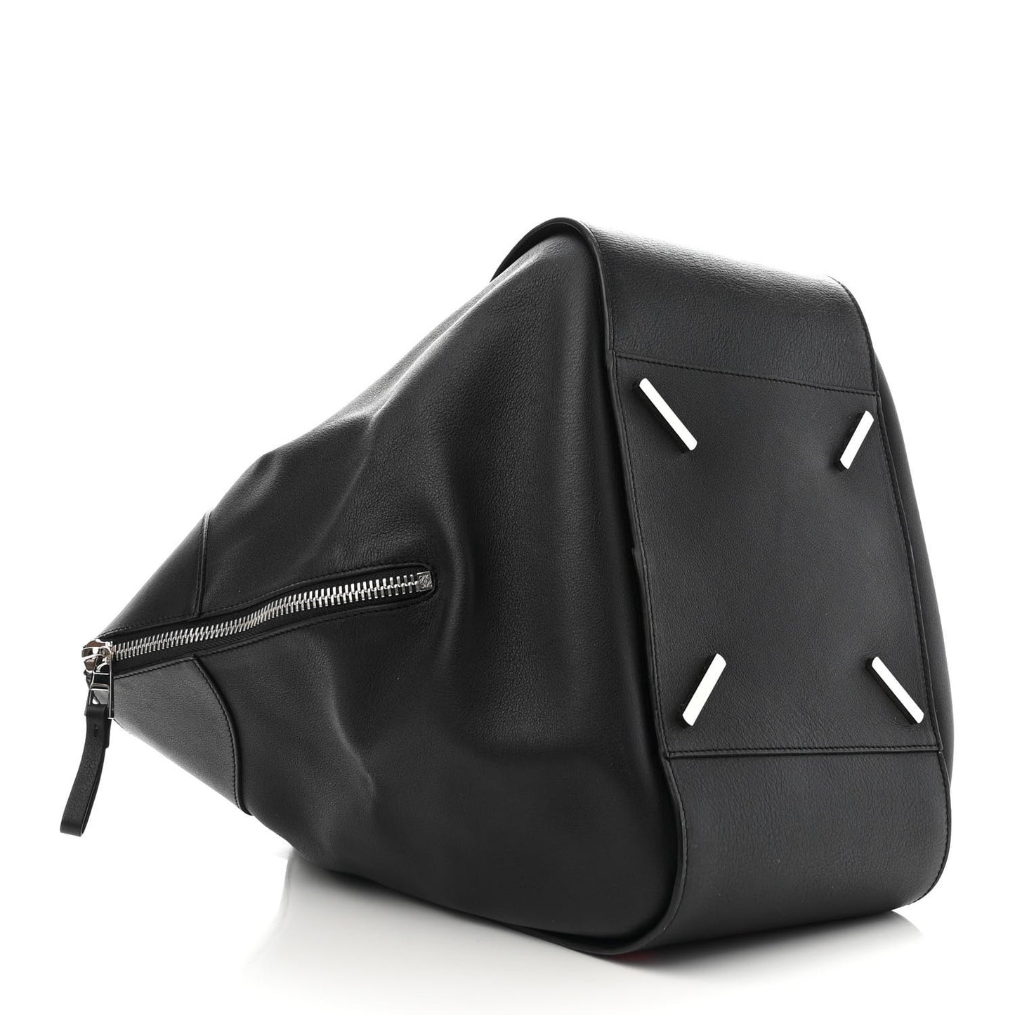 Calfskin Circle Medium Hammock Shoulder Bag Black Red