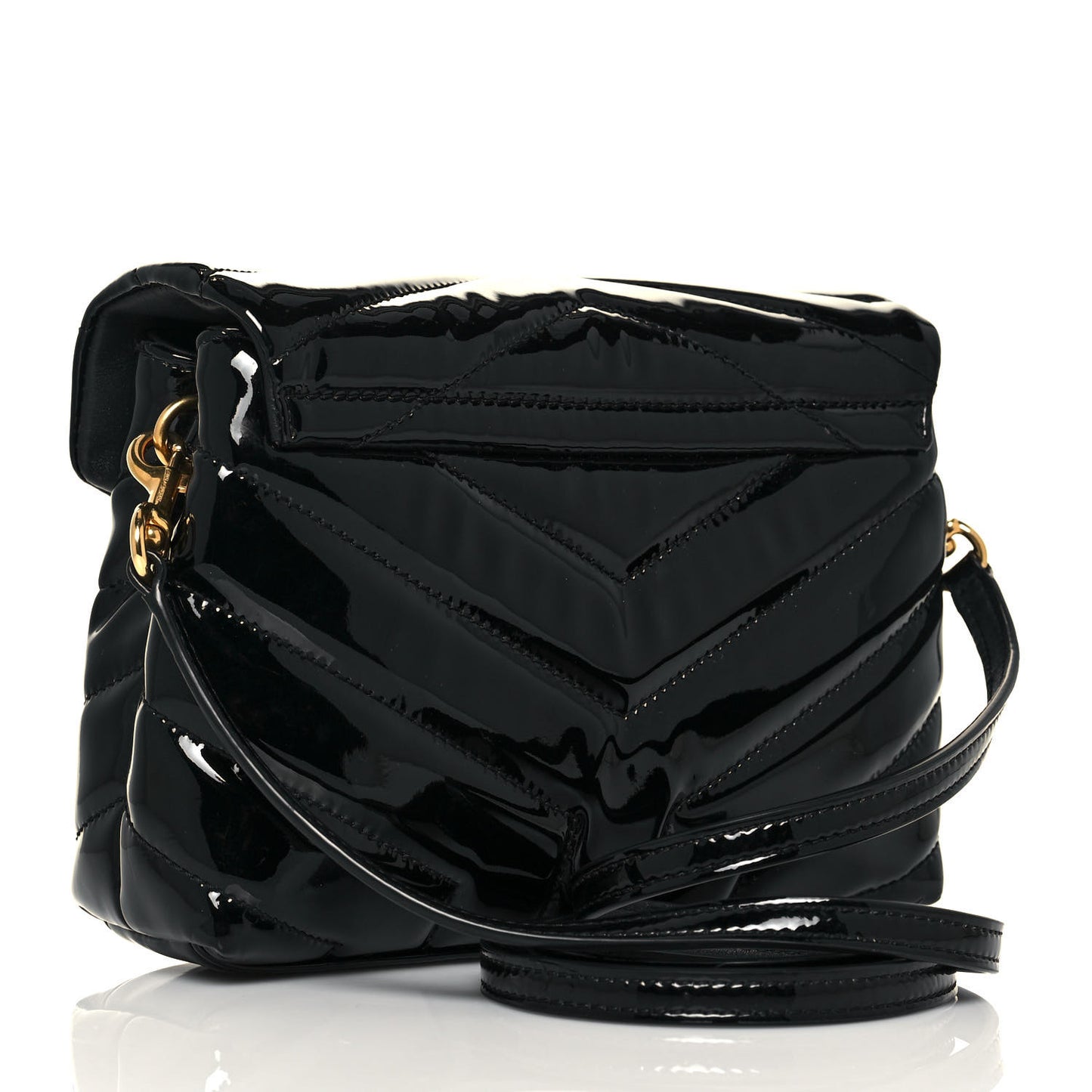 Patent Y Quilted Monogram Toy Loulou Crossbody Bag Black