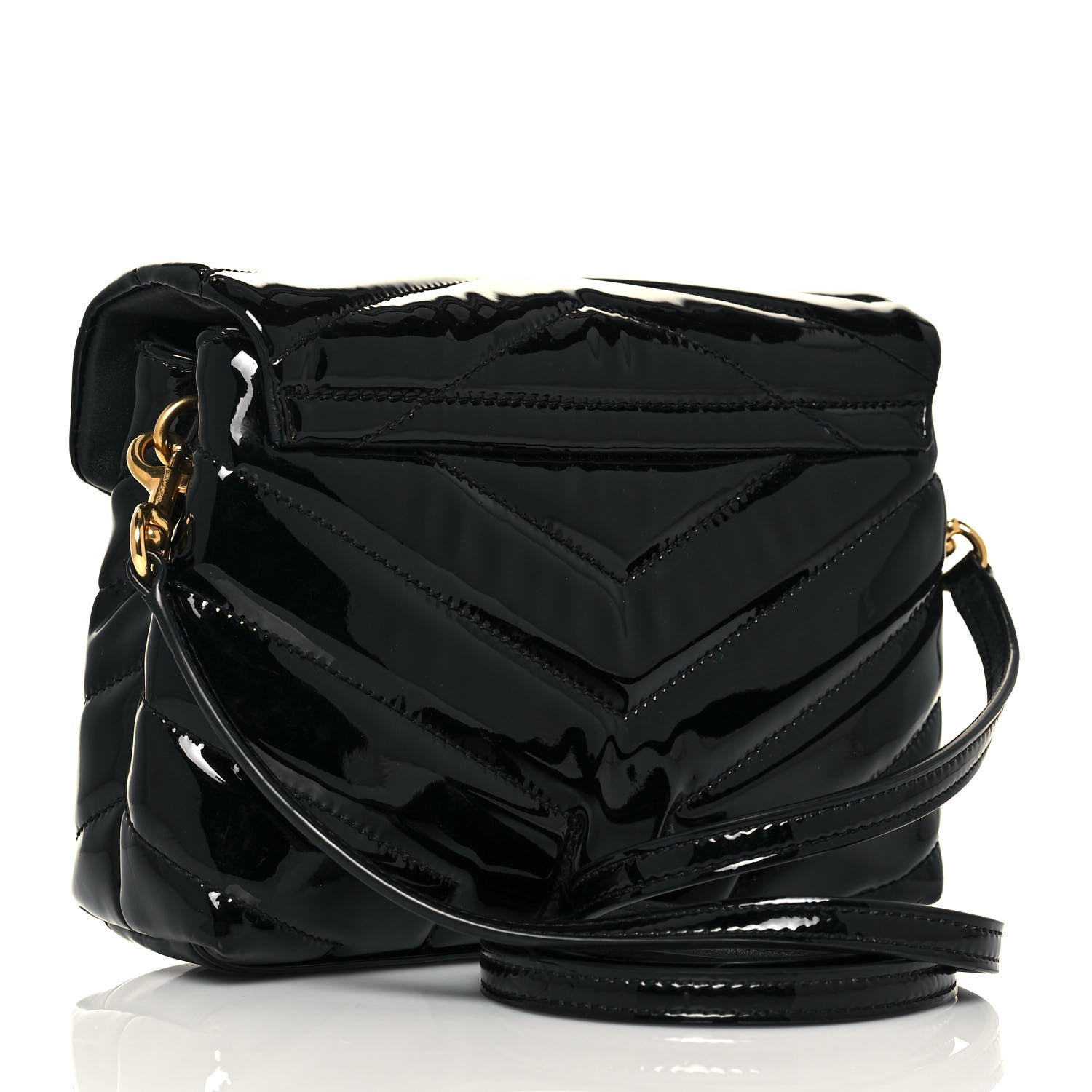 Saint Laurent Patent Y Quilted Monogram Toy Loulou Crossbody Bag Black 3 of 14