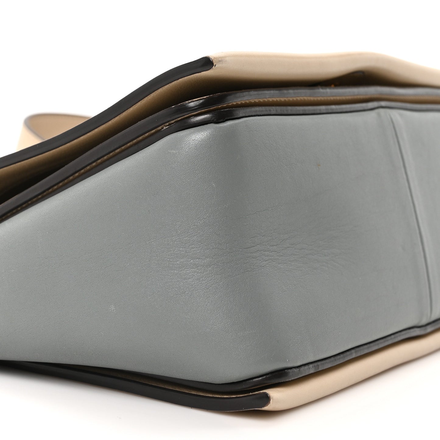 Shiny Smooth Calfskin Medium Frame Shoulder Bag Grege Storm