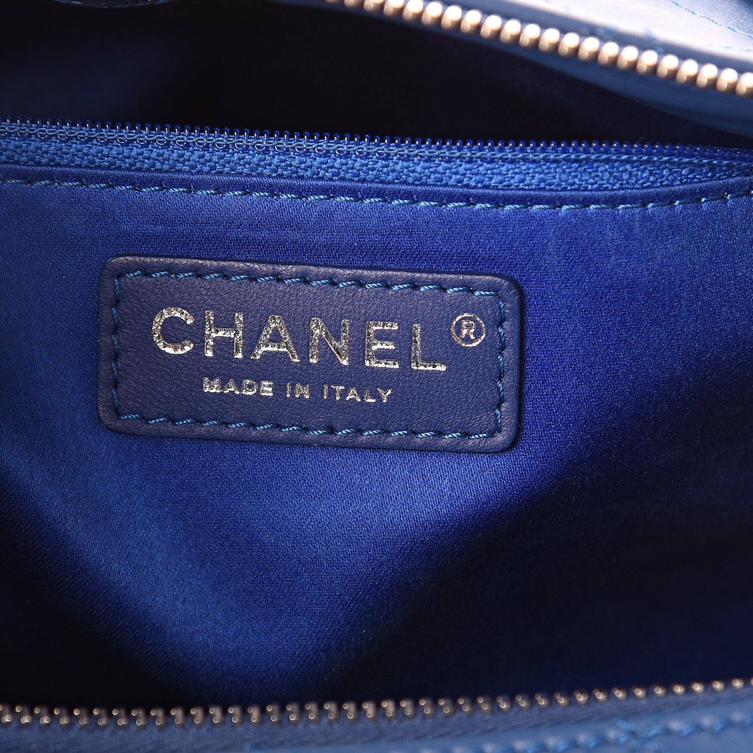 Chanel Calfskin Stitched Large Bowling Bag Blue 5 of 8