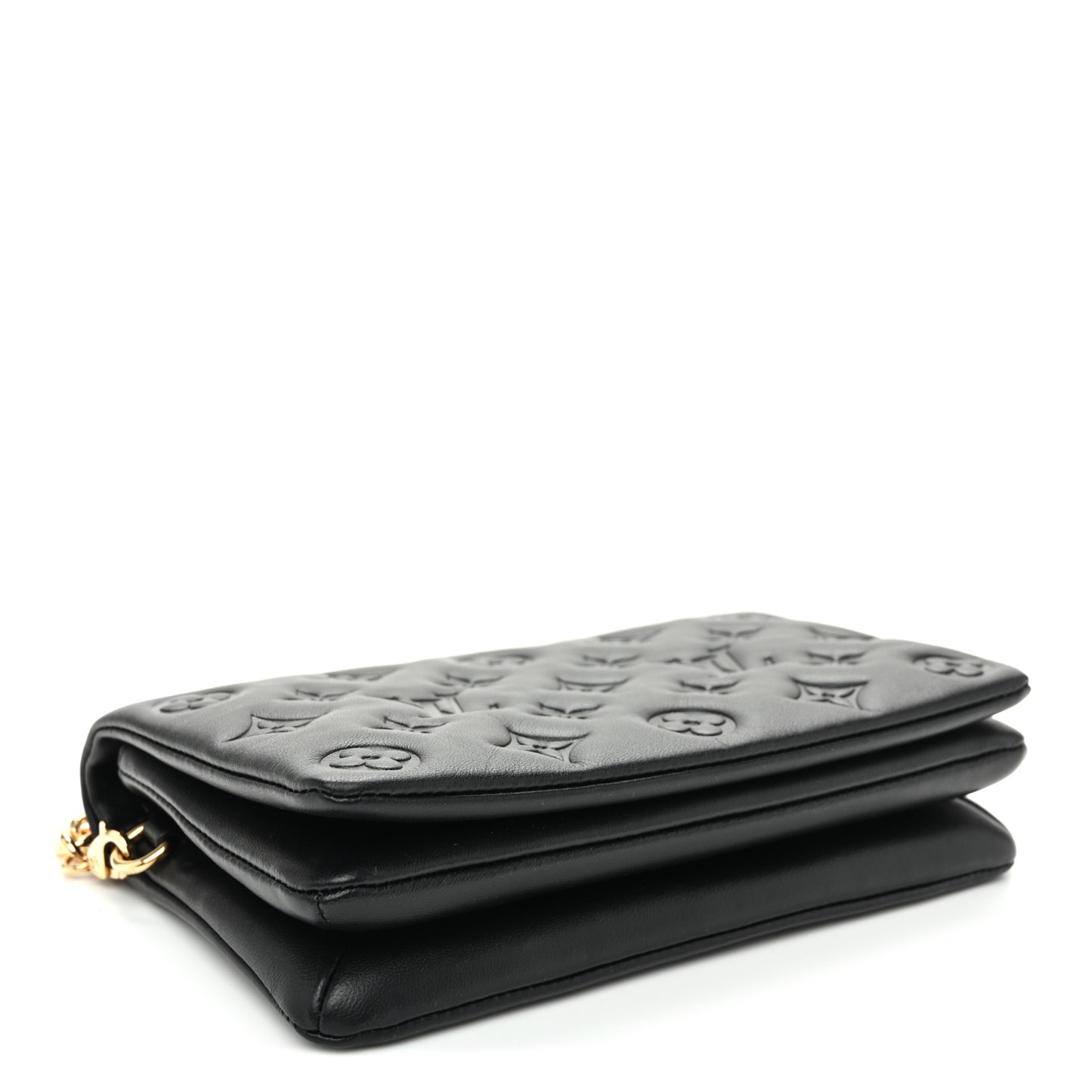 Lambskin Embossed Monogram Pochette Coussin Black