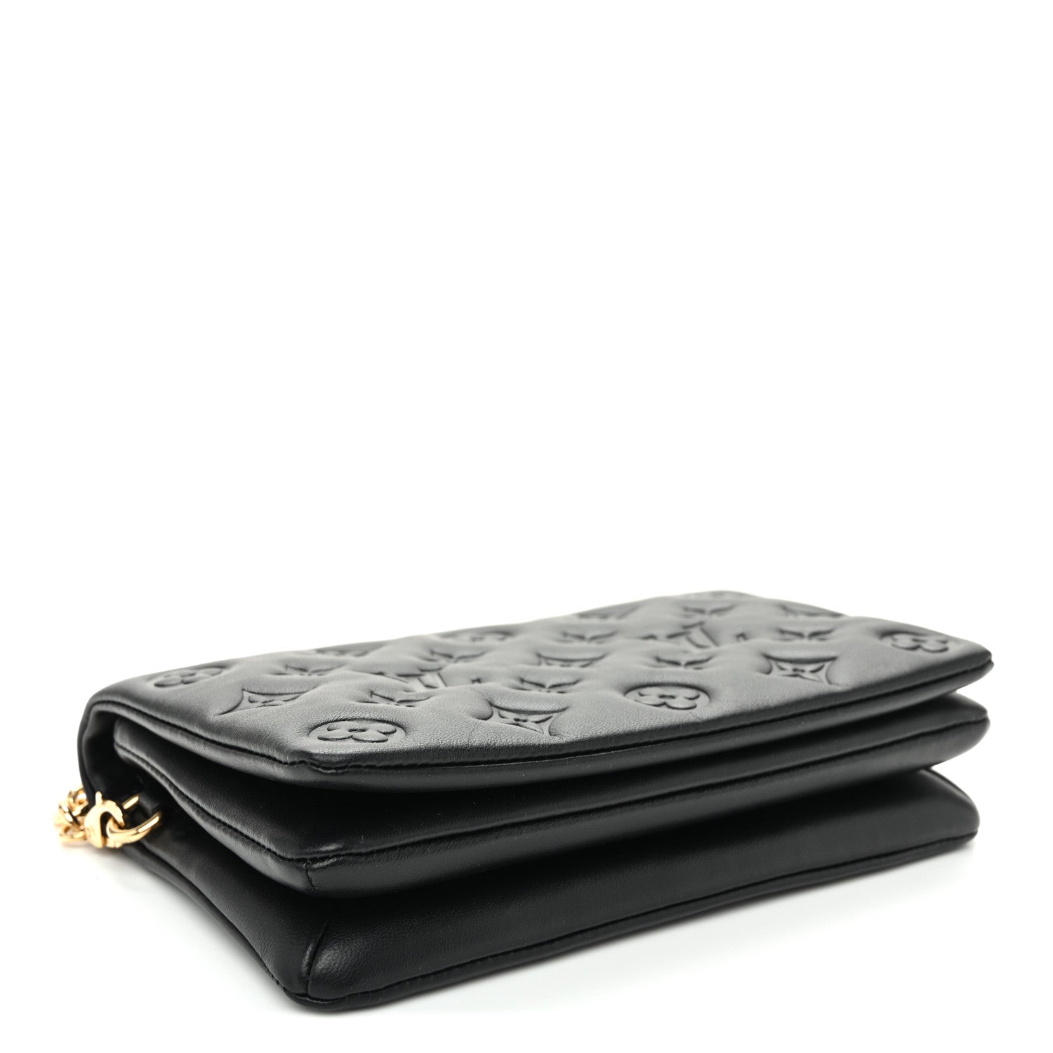 Louis Vuitton Lambskin Embossed Monogram Pochette Coussin Black 4 of 10