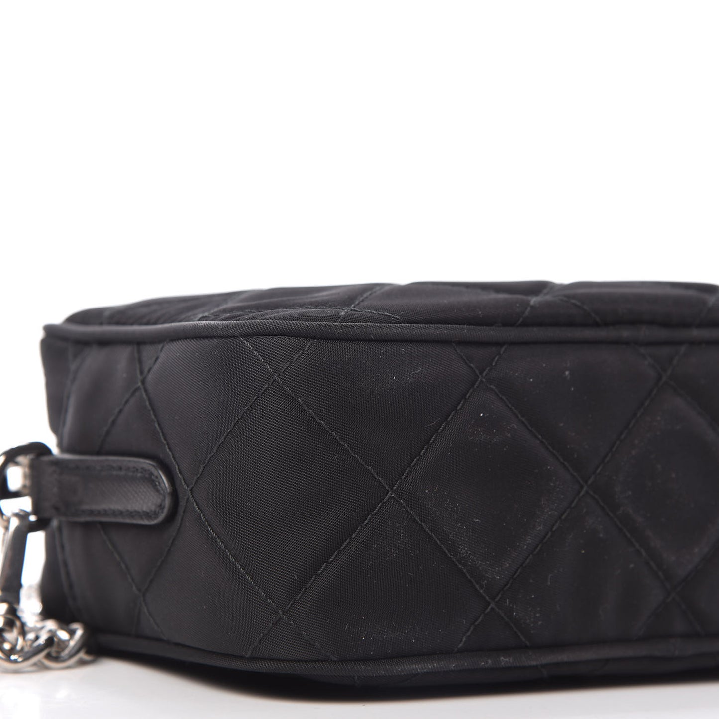 Nylon Tessuto Impuntu Quilted Chain Crossbody Black