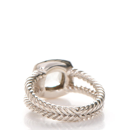 David Yurman Sterling Silver Diamond Prasiolite 7mm Petite Albion Ring 50 5.25 3 of 4