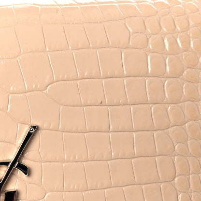 Saint Laurent Calfskin Crocodile Embossed Medium Classic Monogram Kate Tassel Satchel Nude Powder 11 of 12