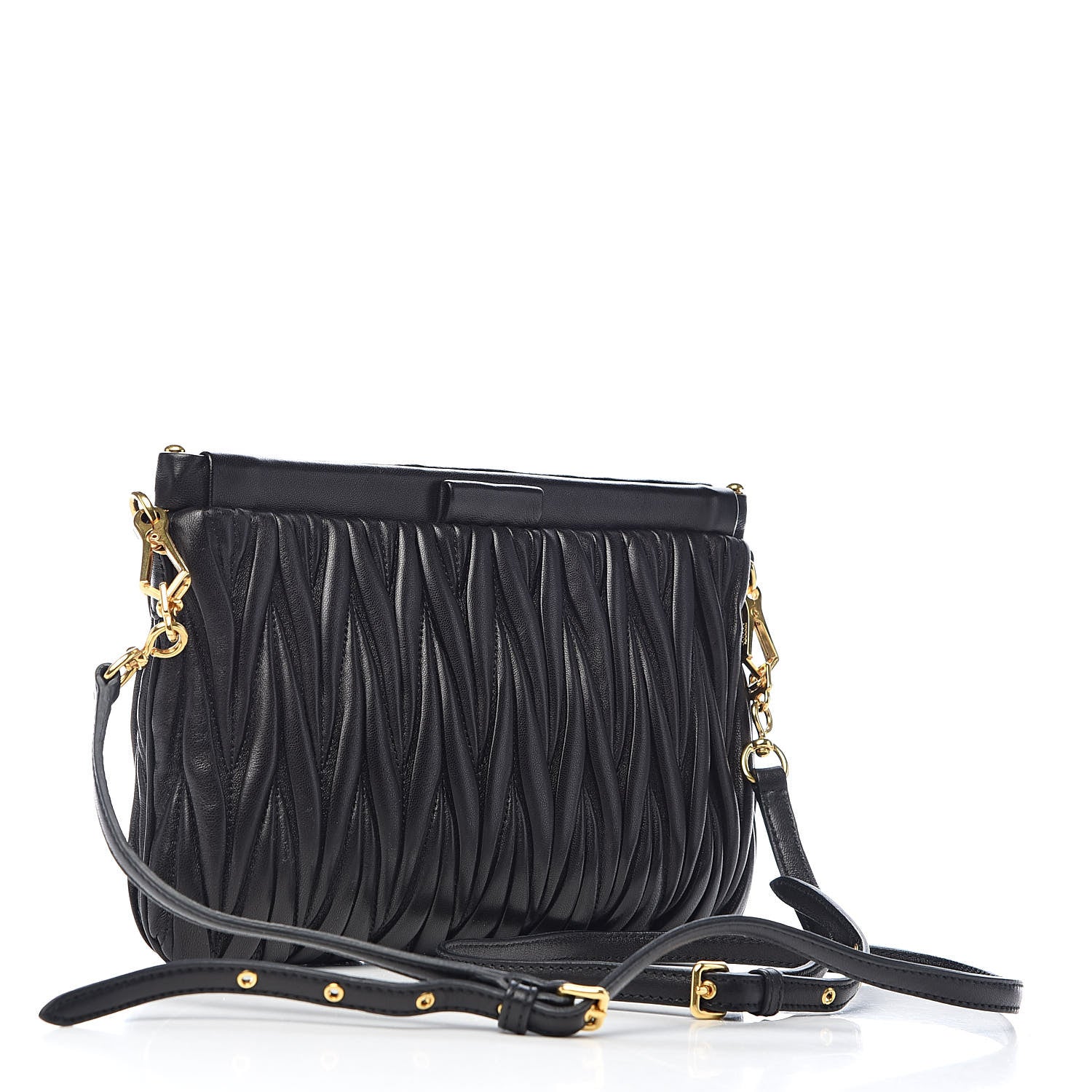 Miu Miu Nappa Matelasse Crossbody Clutch Black 3 of 9