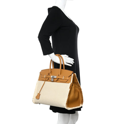 Hermes Swift Twill H Fray Fray Birkin 35 Sesame Ecru 2 of 11