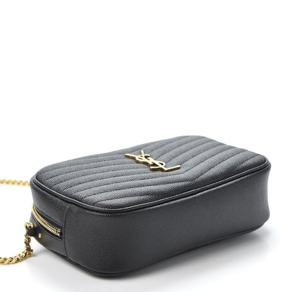 Saint Laurent Grain De Poudre Matelasse Monogram Mini Lou Camera Bag Black 3 of 9