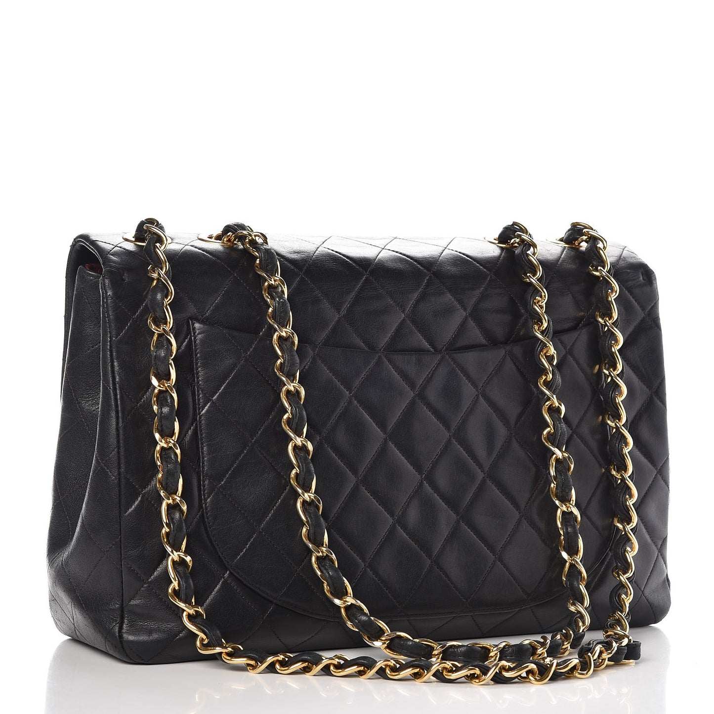 Lambskin Quilted XL Jumbo Single Flap Black